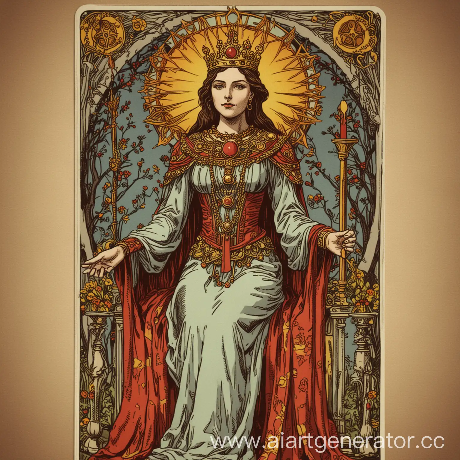 Empress-Tarot-Card-Powerful-Female-Figure-in-Lush-Natural-Setting