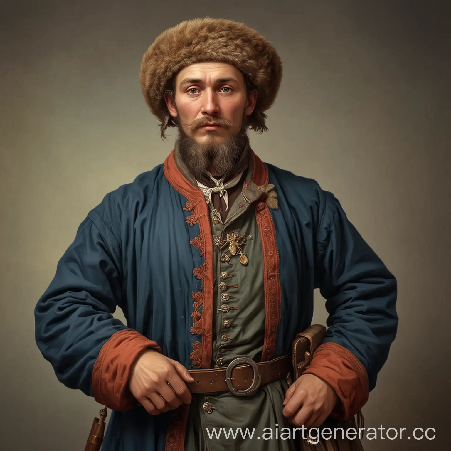 Обычный русский торговец 19 века, изображенный до живота