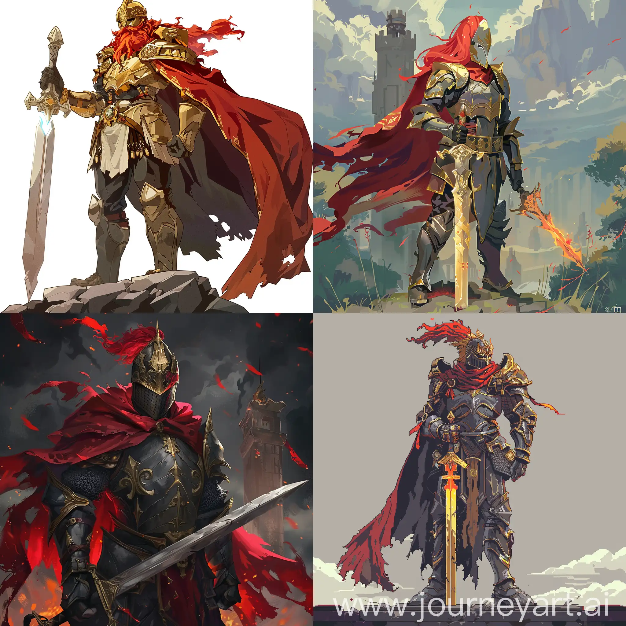 Roguelike-Boss-in-Valkyrie-Helmet-with-Fiery-Sword-atop-Kingdom-Tower