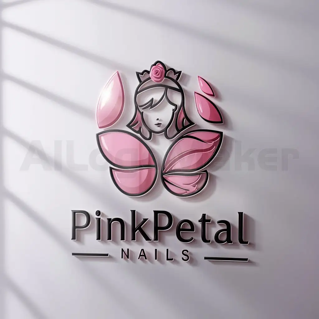 LOGO-Design-For-PinkPetal-Nails-Elegant-Rose-Theme-with-Princess-Beauty-Concept