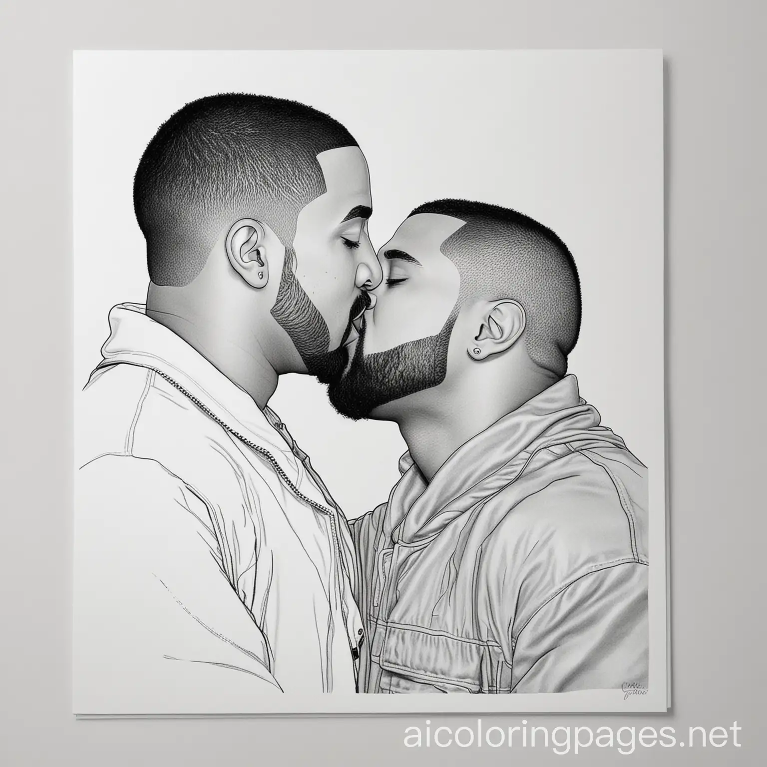 drake and kanye kissing



, Coloring Page, black and white, line art, white background, Simplicity, Ample White Space. The background of the coloring page is plain white to make it easy for young children to color within the lines. The outlines of all the subjects are easy to distinguish, making it simple for kids to color without too much difficulty