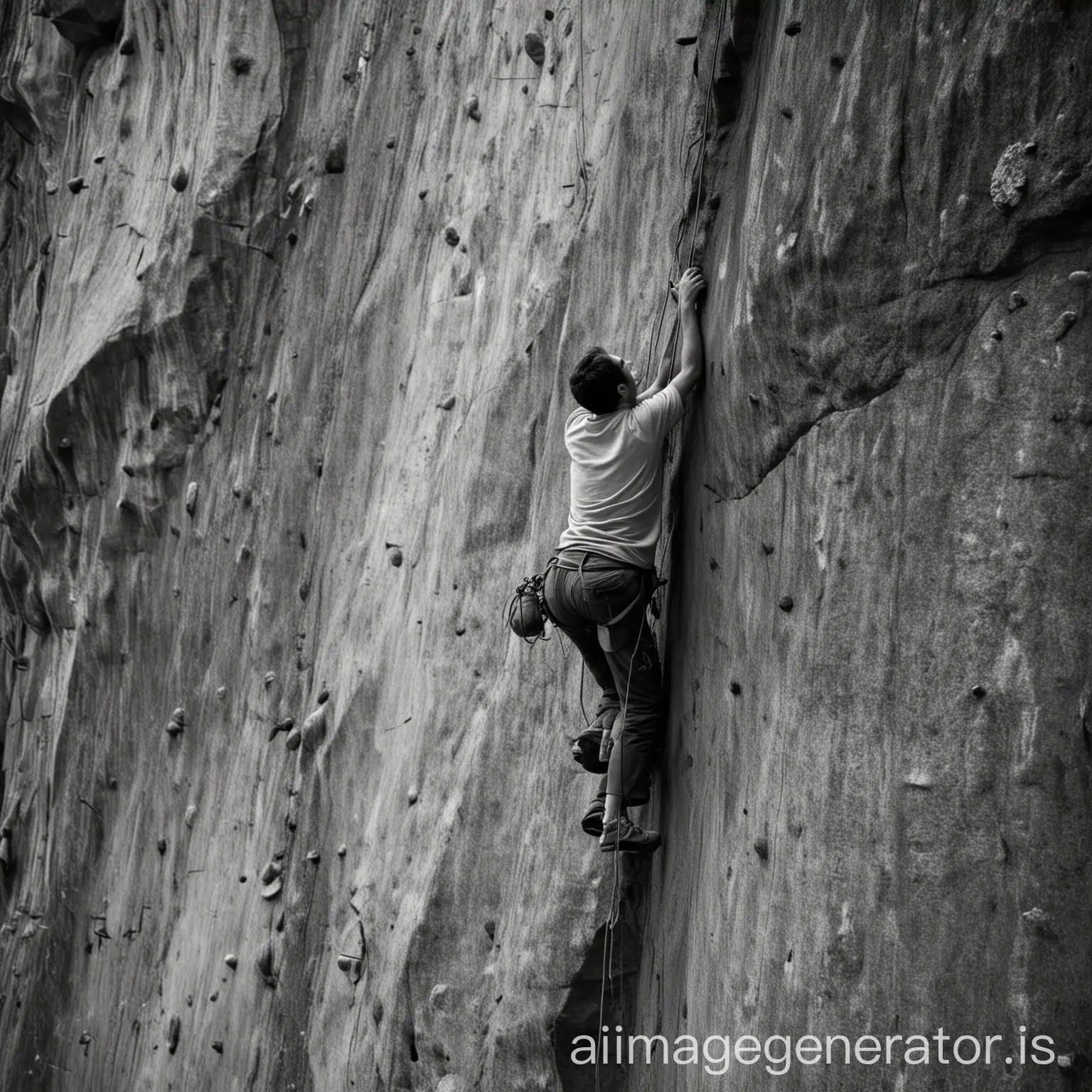 Poster of dreaming in black and white, a person climbing hard