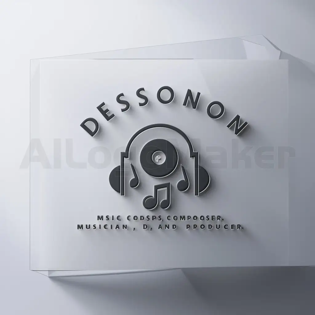 a logo design,with the text "DESSONON", main symbol:music composer, musician, dj, producer,Minimalistic,be used in Entertainment industry,clear background