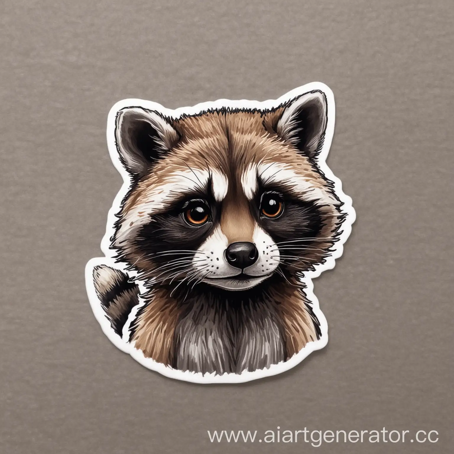 Curious-Raccoon-Contemplates-in-a-Thoughtful-Sticker-Moment