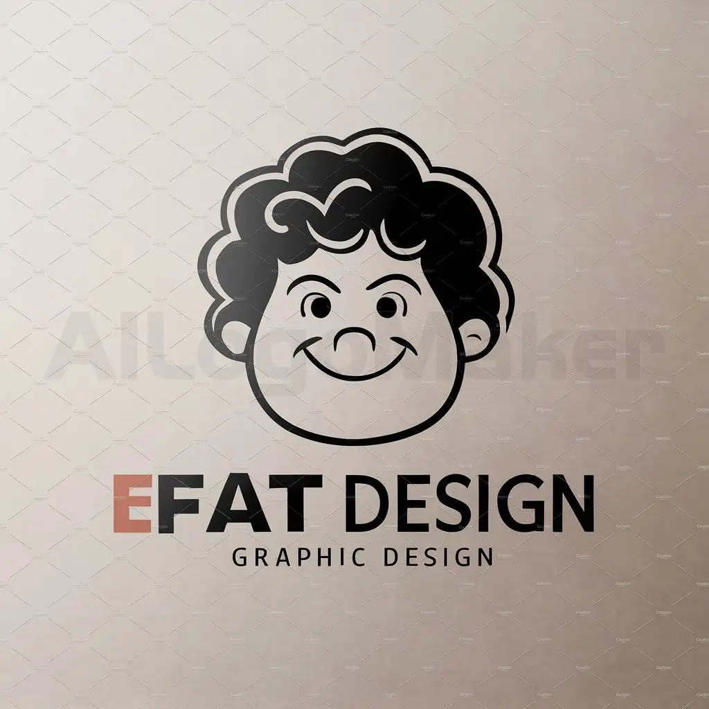 a logo design,with the text "ali", main symbol:fat boy with curly hair for graphic designer,complex,clear background