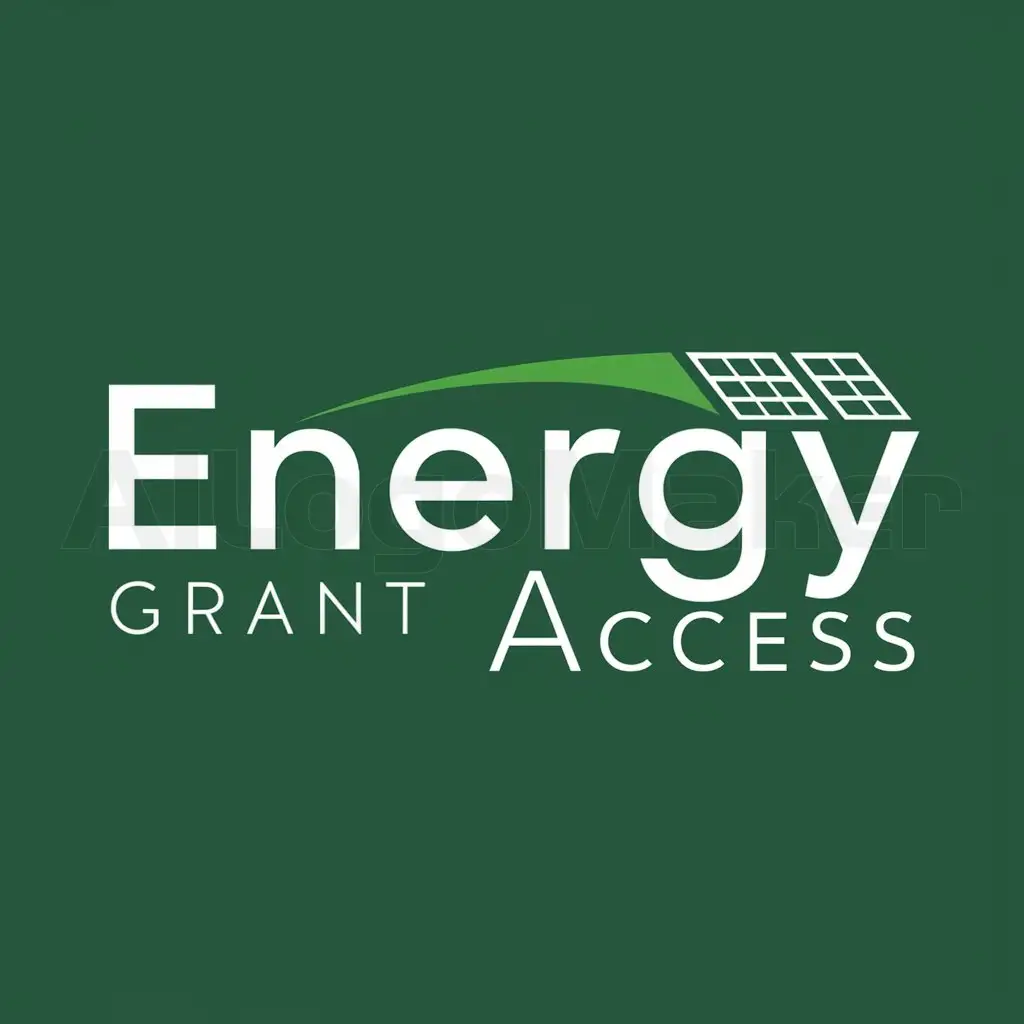 a logo design,with the text "Energy Grant Access", main symbol: Company Overview: Energy Grant Access helps homeowners and tenants in the UK access government-backed grants for energy-saving measures such as free boilers, heat pumps, and solar energy. Our mission is to make energy efficiency more accessible and affordable for everyone.

Contest Objective: A refreshed logo that conveys authority and trust is sought. The logo should reflect our role as a reliable and authoritative source for energy-saving grants. Three word logos aren't easy to work with, so this will be a challenge. The logo must work well in multiple mediums including web and print. I typically don't prefer tall logos, but I don't want it to be too long either. I suspect 2 lines will be the best option here:

Style: The logo should look official and authoritative. It should inspire confidence and trust in our services.

Colours: Our primary color is HEX: #00a359.

Elements: While an "official" look is desired, feel free to be creative. Energy-related elements such as solar panels, boilers, and heat pumps can be considered but are not mandatory.

Typography: The font should be clear, legible, professional, and authoritative in tone.

Versatility: The logo should be versatile and look good on various mediums including our website, social media, print materials, and promotional items.,Minimalistic,be used in Energy Grant Access assists homeowners and tenants in the UK in accessing government-backed grants for energy-saving measures , and solar energy. make energy efficiency industry,clear background