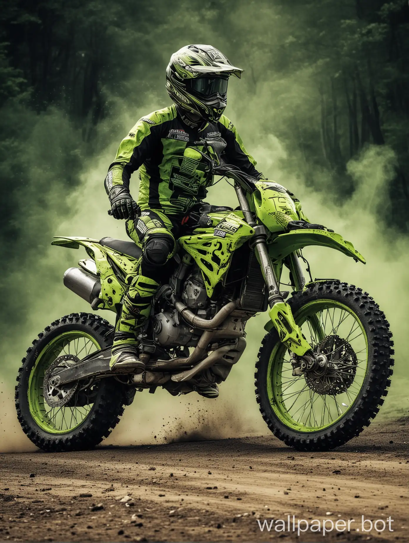 Intense-Moto-Race-with-Acid-Green-Bike-Vibrant-Poster-Background