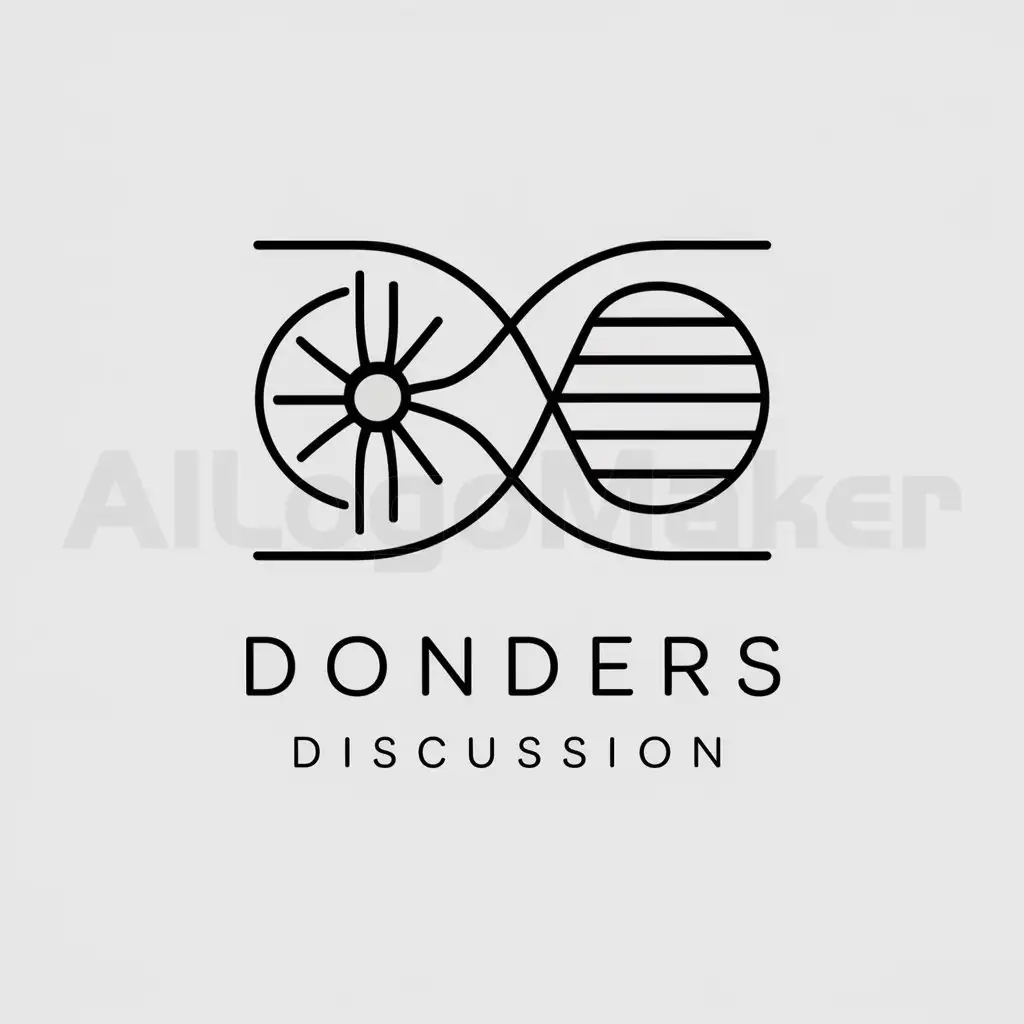a logo design,with the text "Donders Discussion", main symbol:Double helix of DNA with one helix that represents a neuron and the other helix that represents society. The logo should represent neurosciences.,Minimalistic,be used in Education industry,clear background