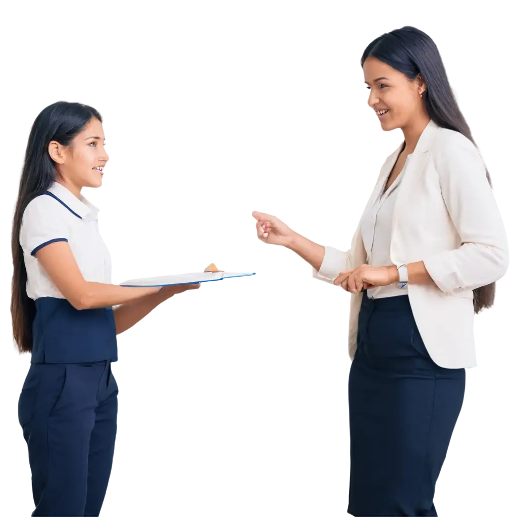 A TEACHER IS TEACHING HER STUDENT 
