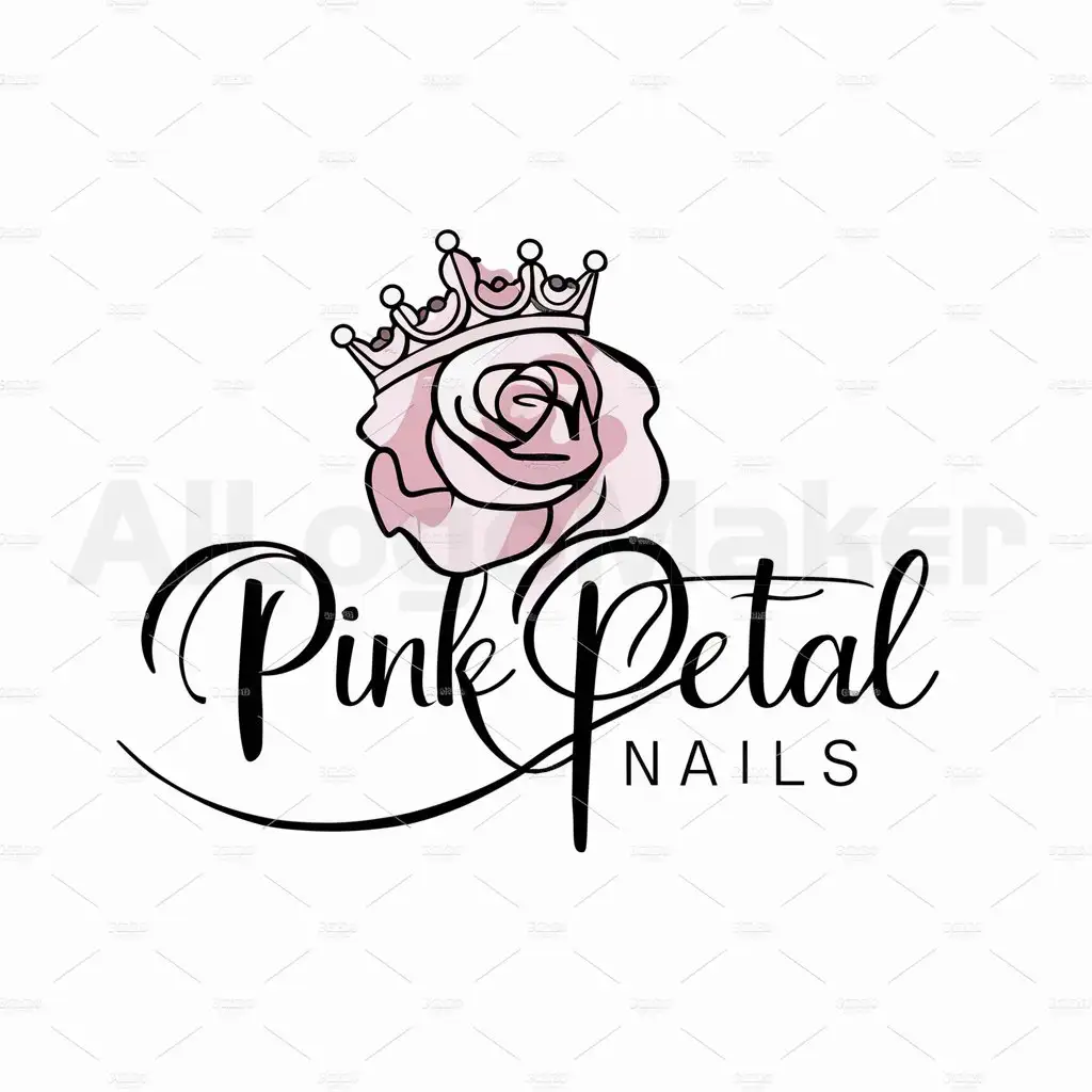 LOGO-Design-For-PinkPetal-Nails-Elegant-RoseInspired-Symbol-of-Beauty-and-Royalty