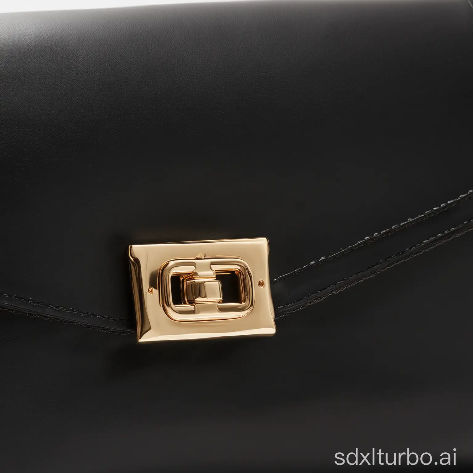 A close-up of a black leather handbag. The bag is made of a soft, supple leather and has a classic silhouette with a flap closure and gold hardware. The bag is sitting on a white background, and the light is shining on it, highlighting its luxurious texture and shine.