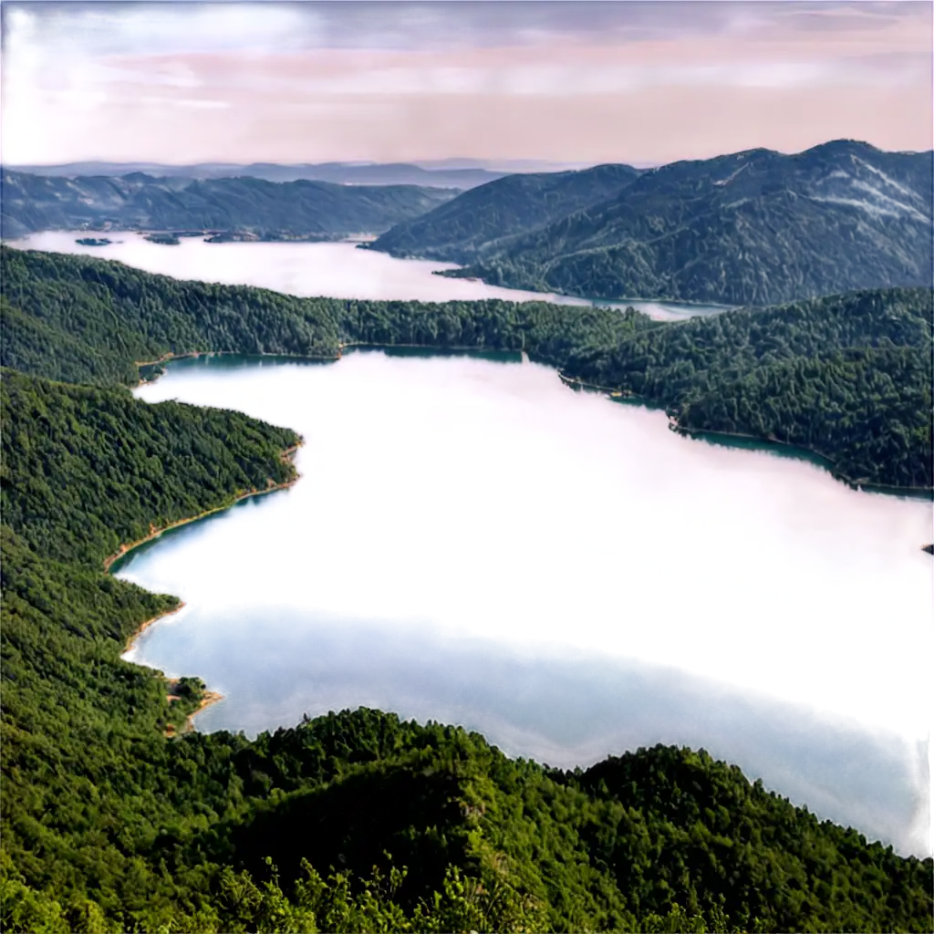 Beautiful view of a lake from top of the mountain