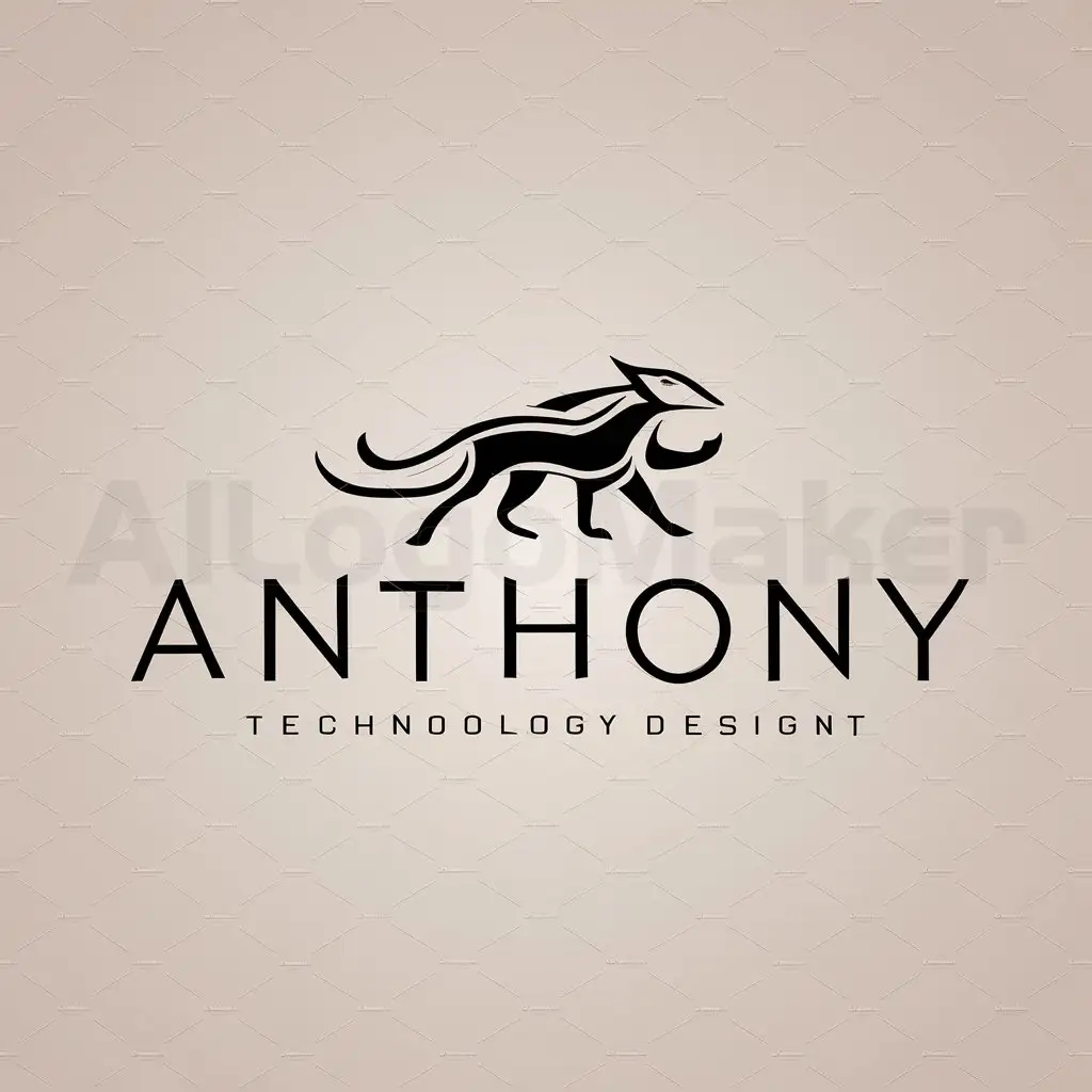 a logo design,with the text "Anthony", main symbol:symbol of my logo that is the animal huron,Minimalistic,be used in Technology industry,clear background