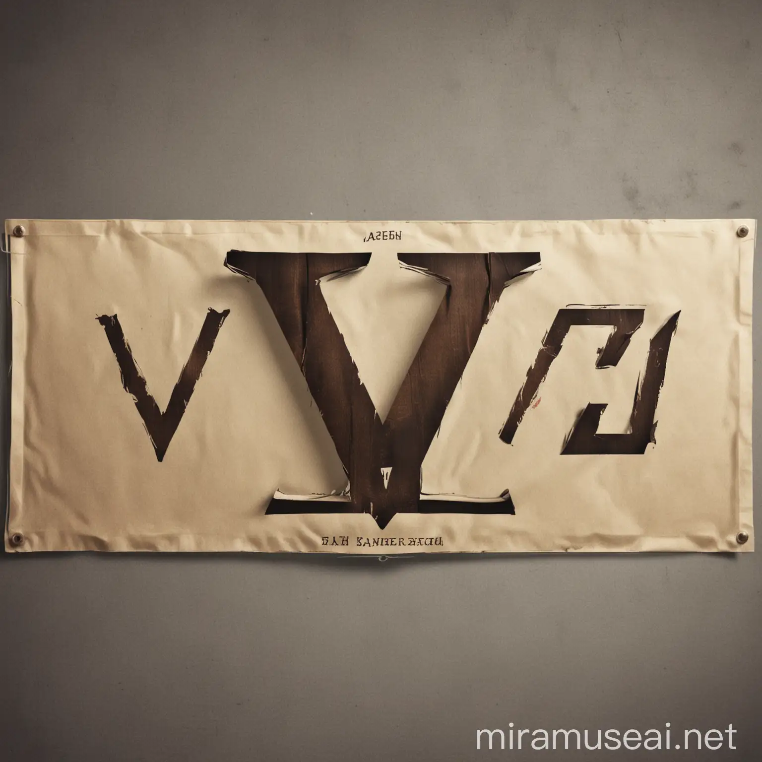 Bold Advertisement Banner Featuring V7 Letter
