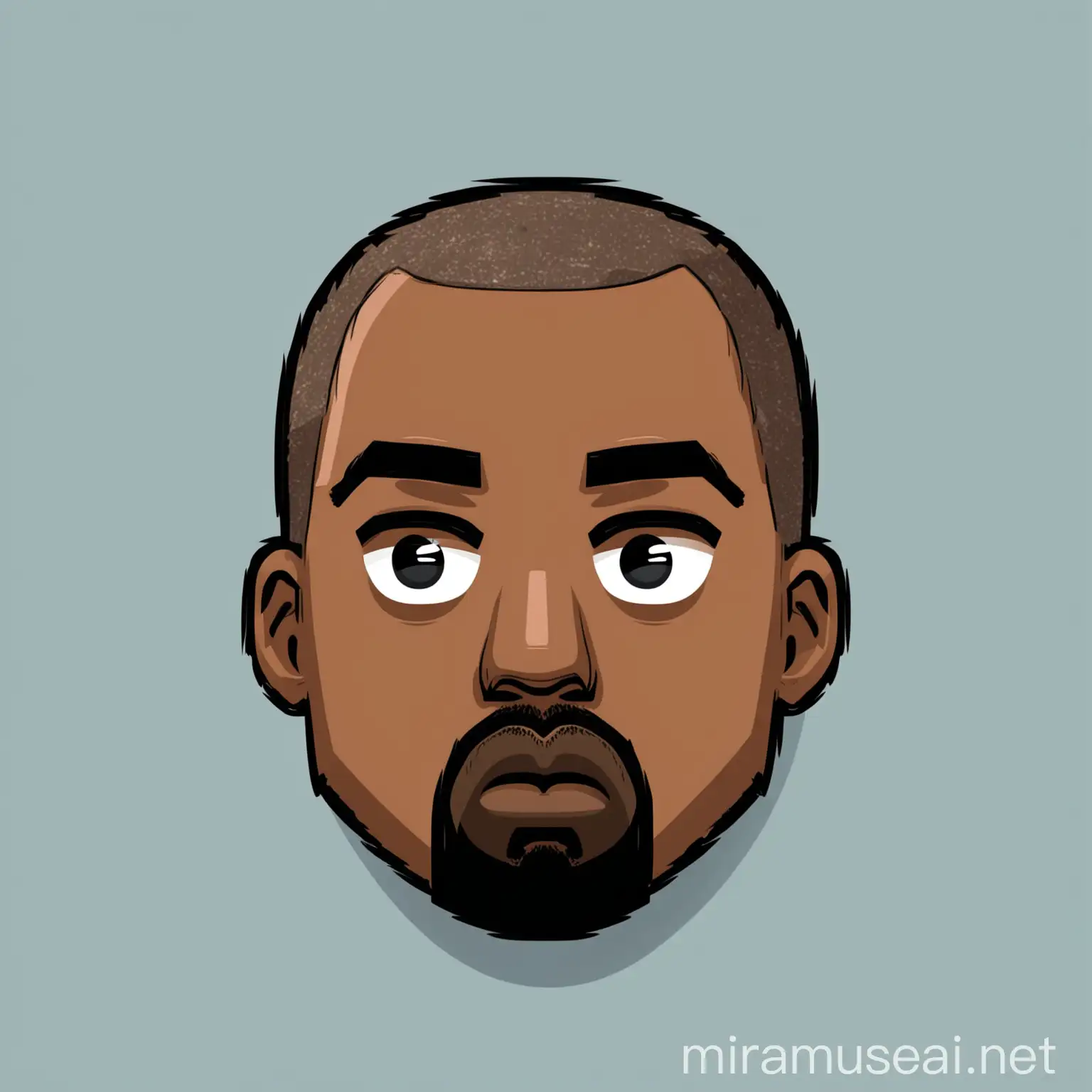 Cartoon Kanye West Head Icon Vibrant Illustration of the HipHop Artist