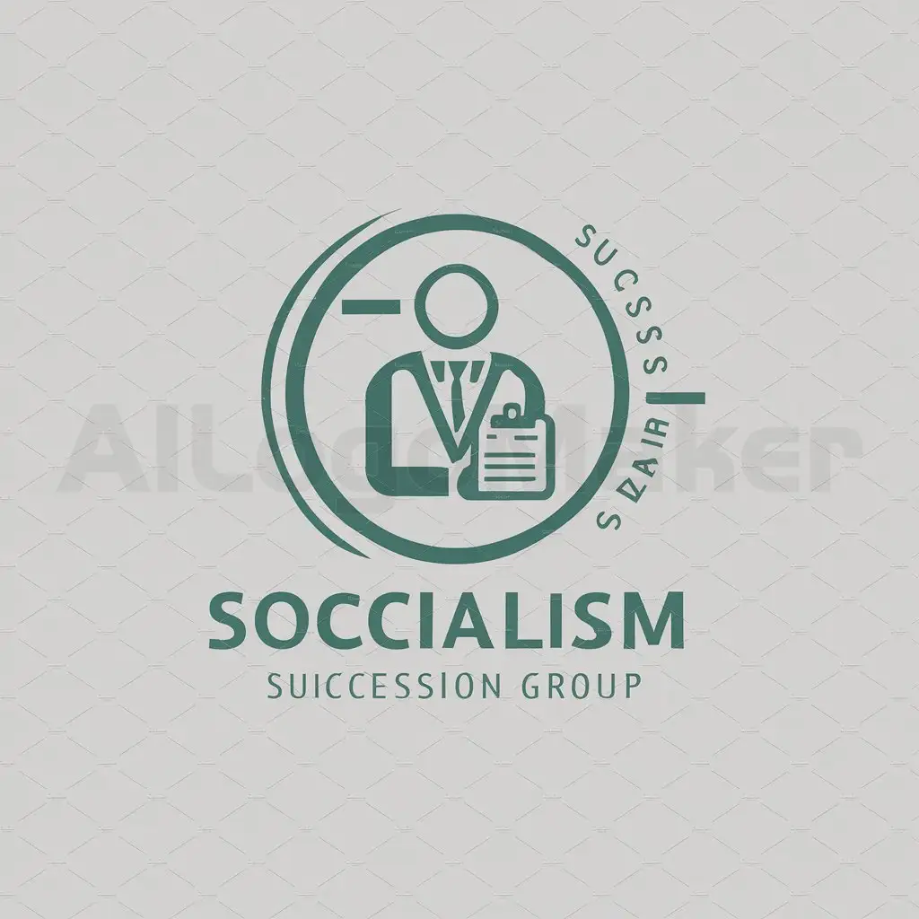 a logo design,with the text "socialism succession group", main symbol:manager, full score, green, business, first,Moderate,be used in manage industry,clear background