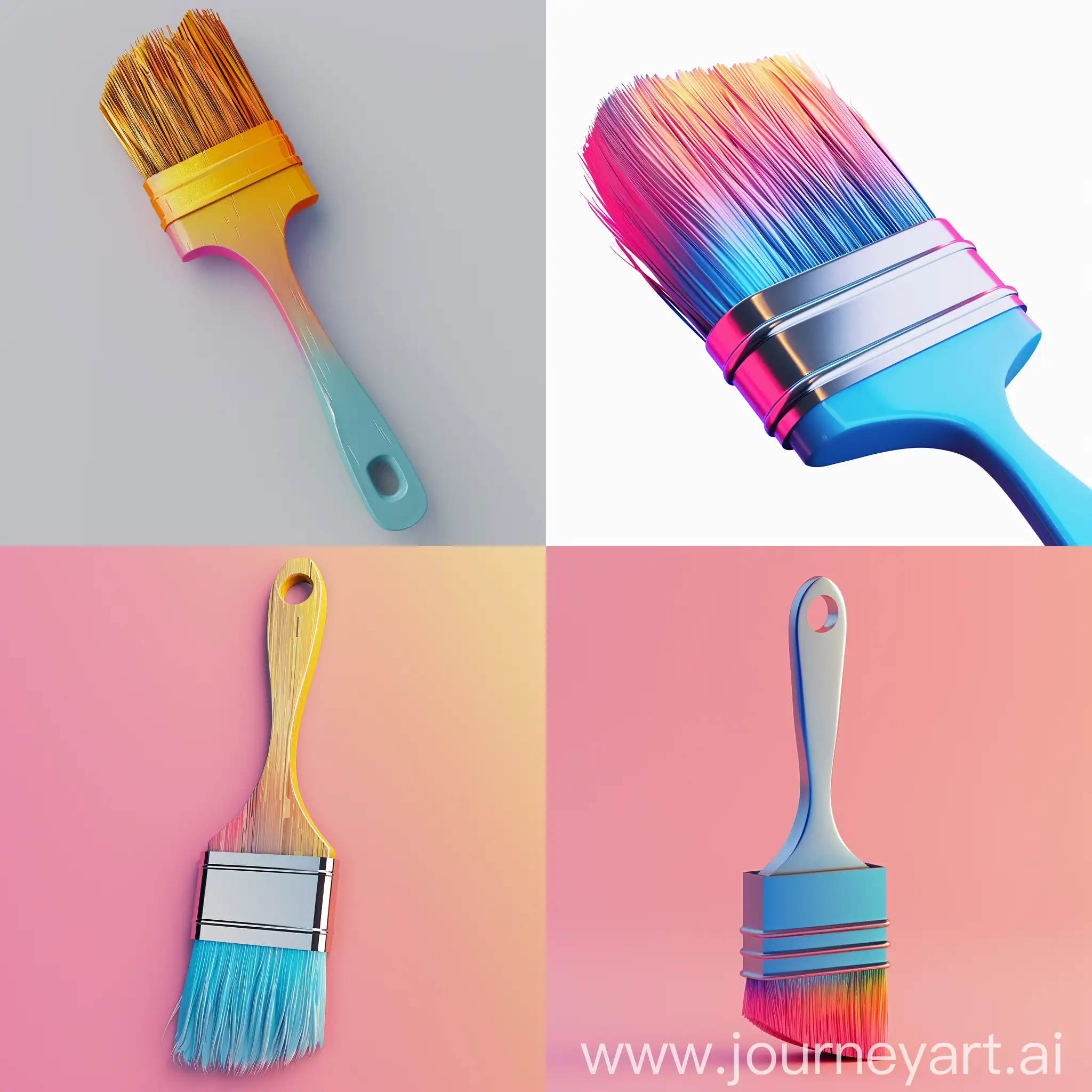 a 3d illustration png of a paint brush having a gradient color