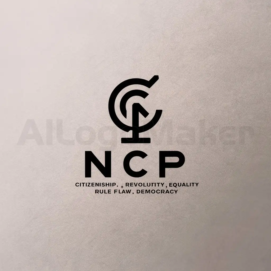 a logo design,with the text "NCP", main symbol:citizen, revolution, equality, rule of law, freedom, democracy,Minimalistic,be used in party industry,clear background