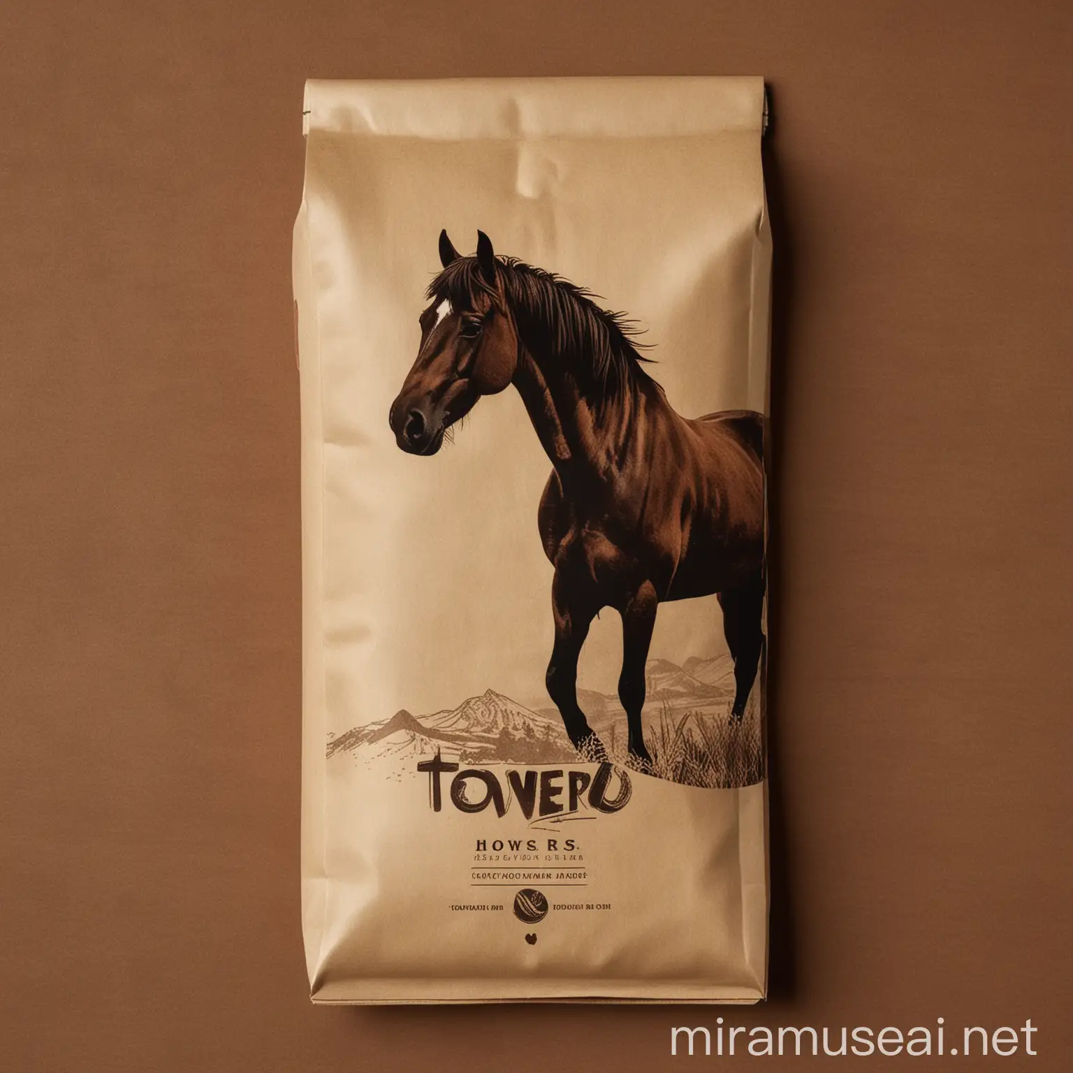 Elegant Tovero Horse Silhouette Rustic Charm of Origin Coffee