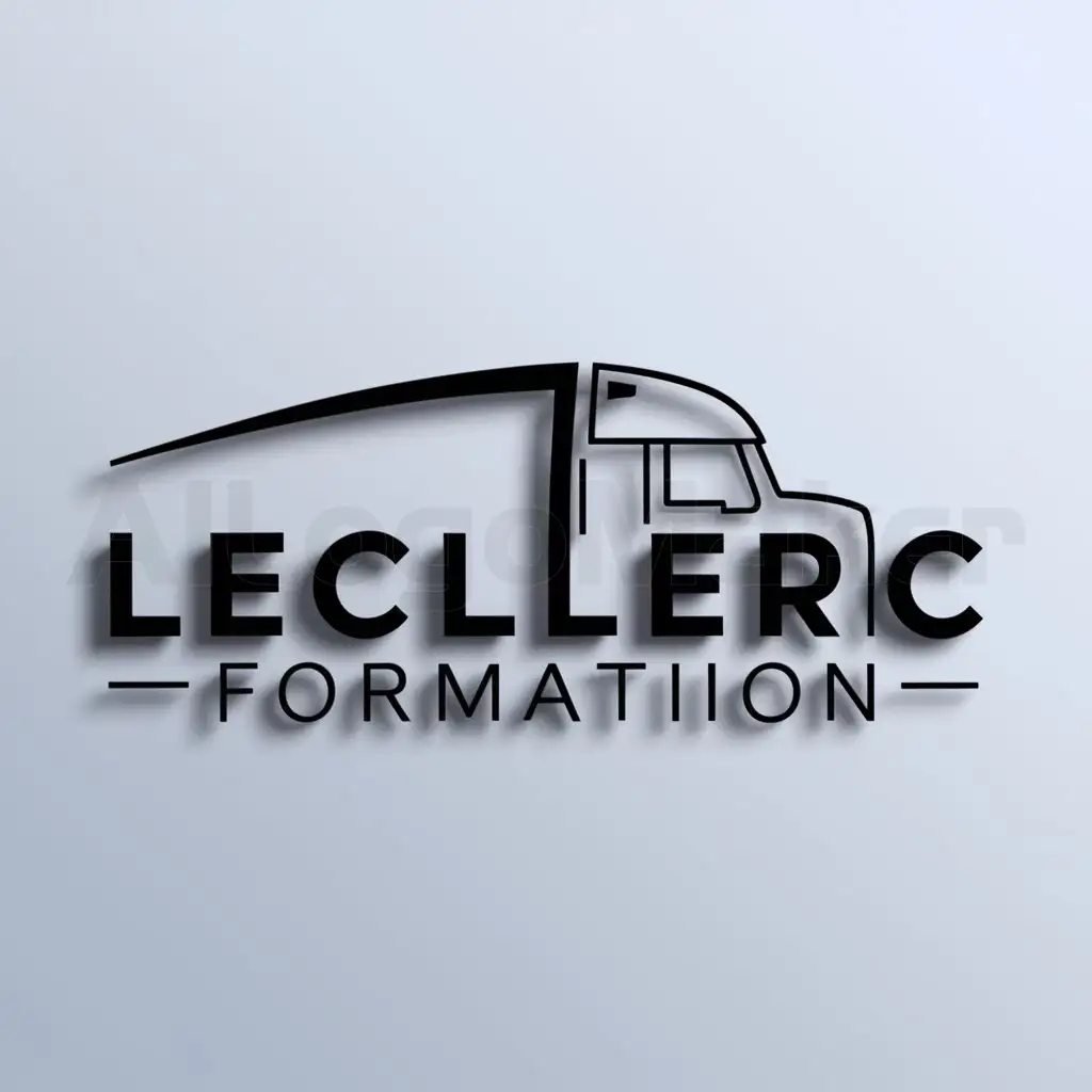 a logo design,with the text "LECLERC FORMATION", main symbol:CAMION,Moderate,be used in TRANSPORT industry,clear background