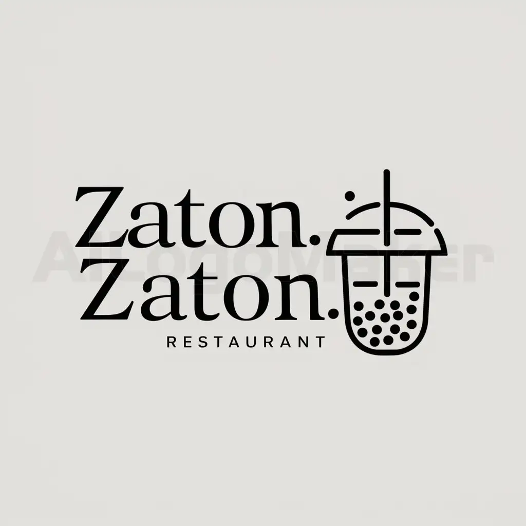 a logo design,with the text "ZatonZaton", main symbol:stakan for BubbleTea,Moderate,be used in Restaurant industry,clear background