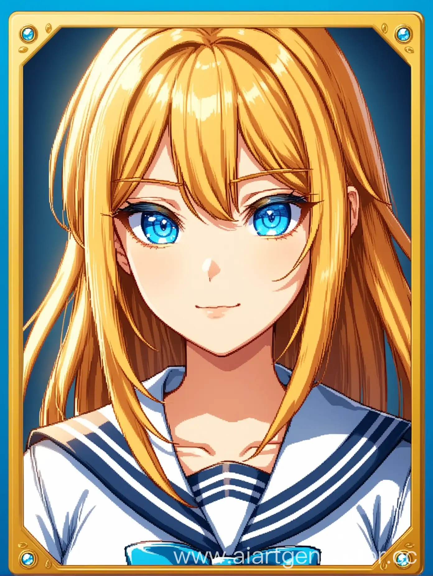Anime-Sailor-Girl-with-Blue-Eyes-in-Golden-Frame-Orsk-Style-Avatar-for-Mobile-Game