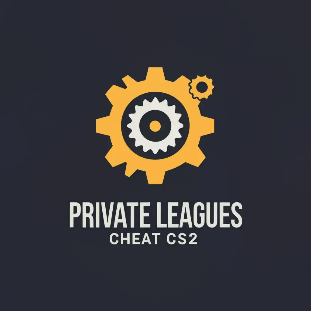 a logo design,with the text "PRIVATE LEAGUES CHEAT CS2", main symbol:Cog,complex,be used in Others industry,clear background
