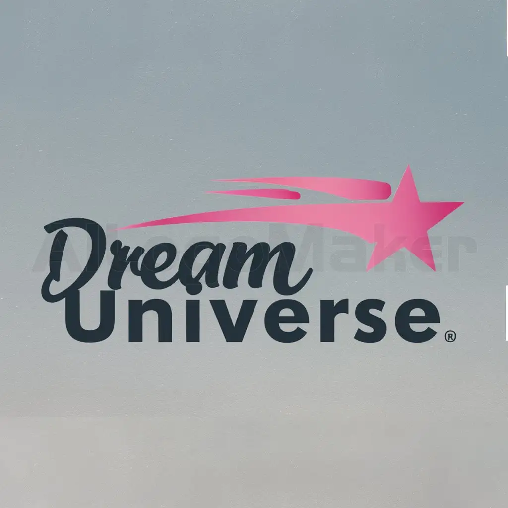 a logo design,with the text "Dream Universe", main symbol:pink as baseline of vast starry sky,Moderate,clear background