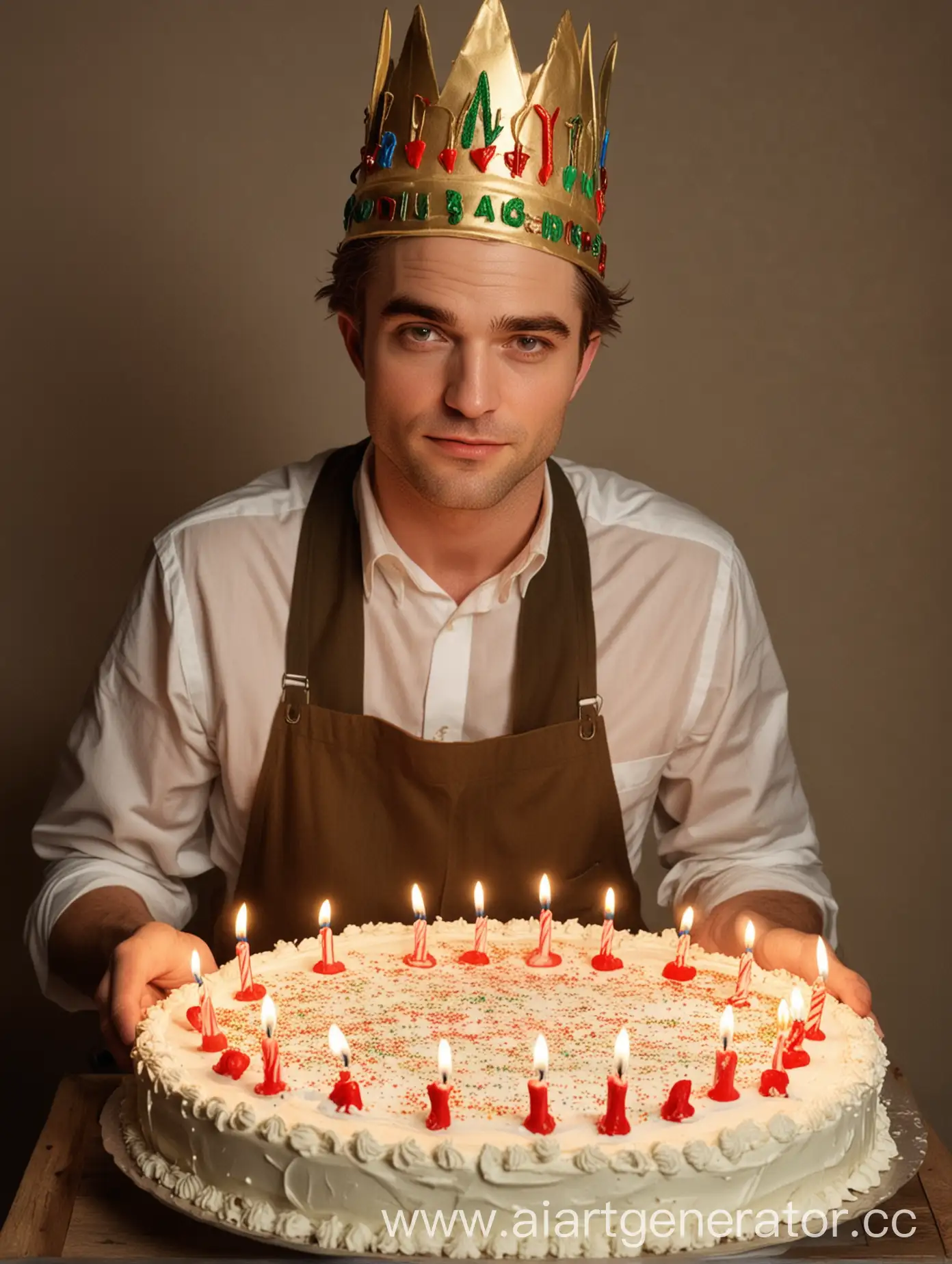 Celebrating-Birthday-Robert-Pattinson-Holding-Cake-with-Candles-and-Festive-Cap