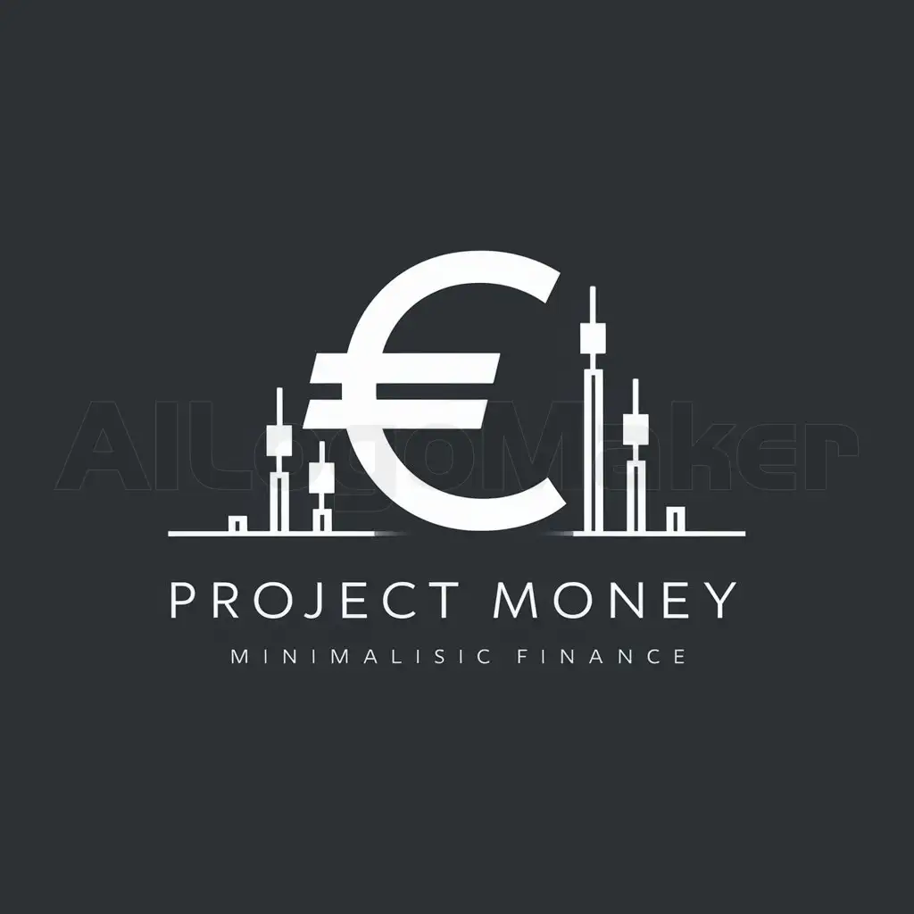 a logo design,with the text "project money", main symbol:money, euro, dollar, chart candlestick,Minimalistic,be used in Finance industry,clear background