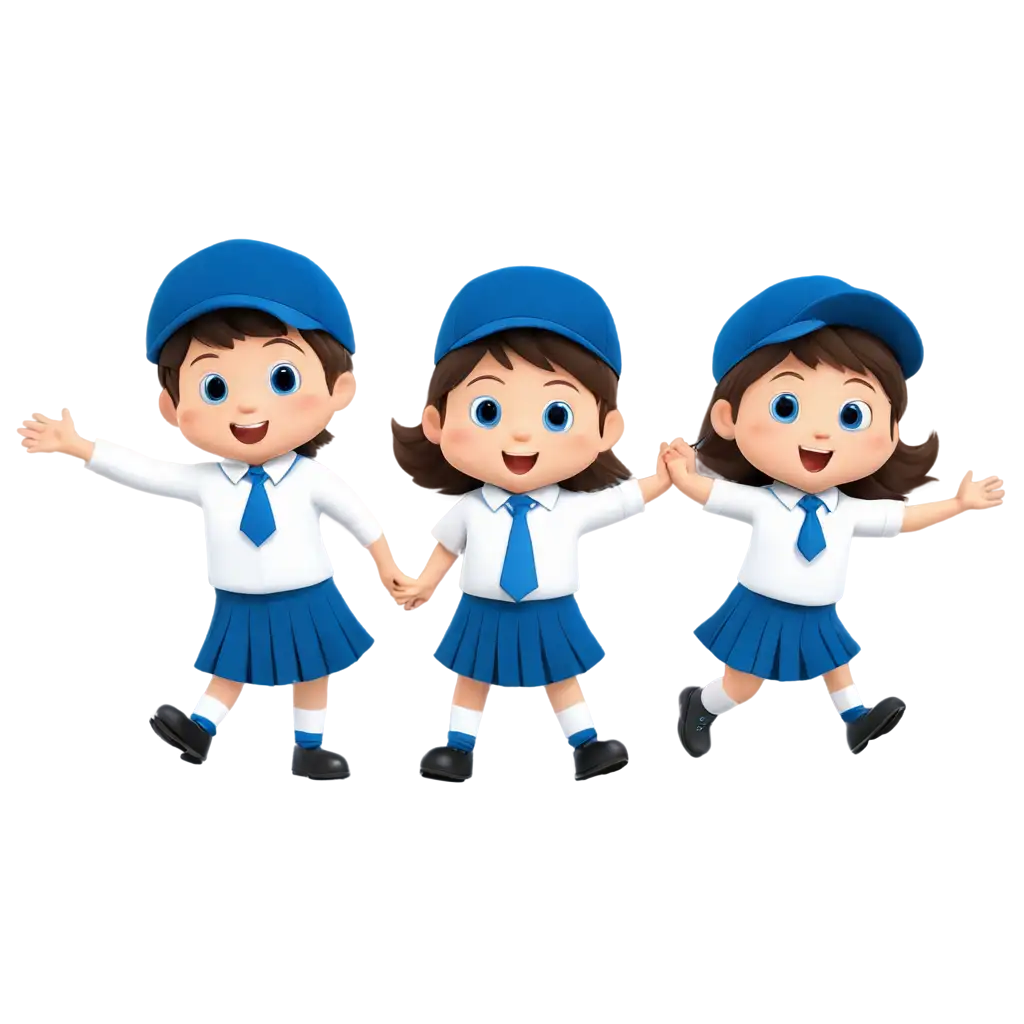 vector school students with white and blue uniform