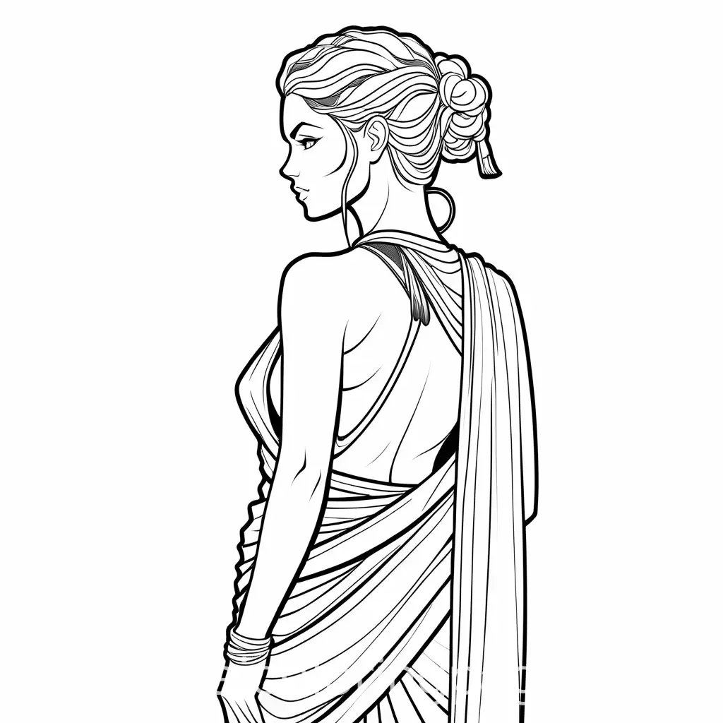 Female-Warrior-in-Backless-Toga-Coloring-Page