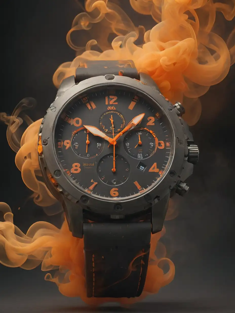 watch with orange smoke around it

