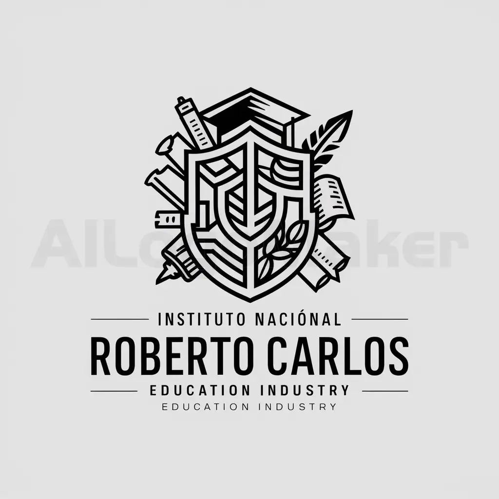 a logo design,with the text "Instituto Nacional Roberto Carlos", main symbol:Un escudo,complex,be used in Education industry,clear background