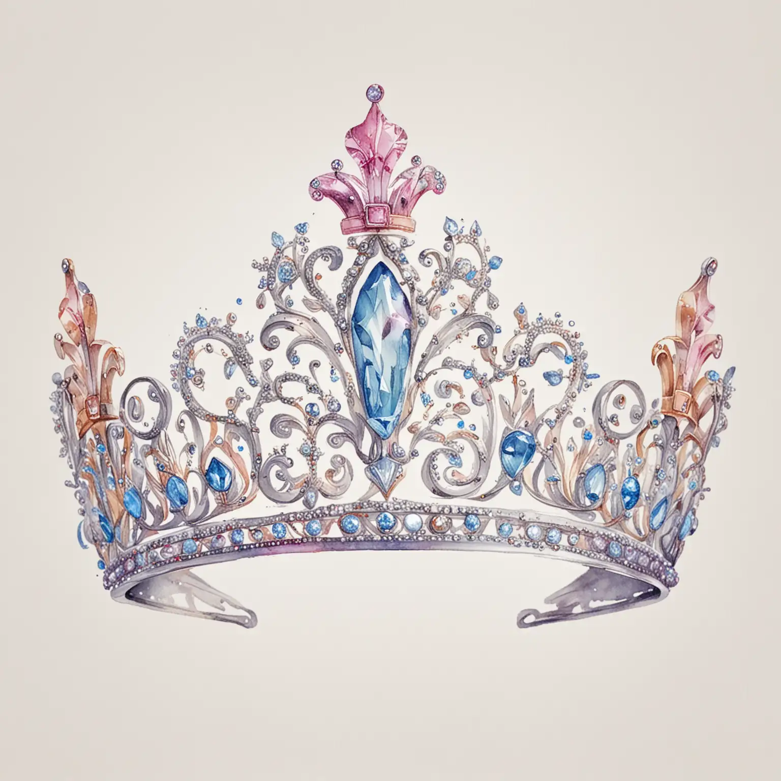 watercolor princess tiara on a white background