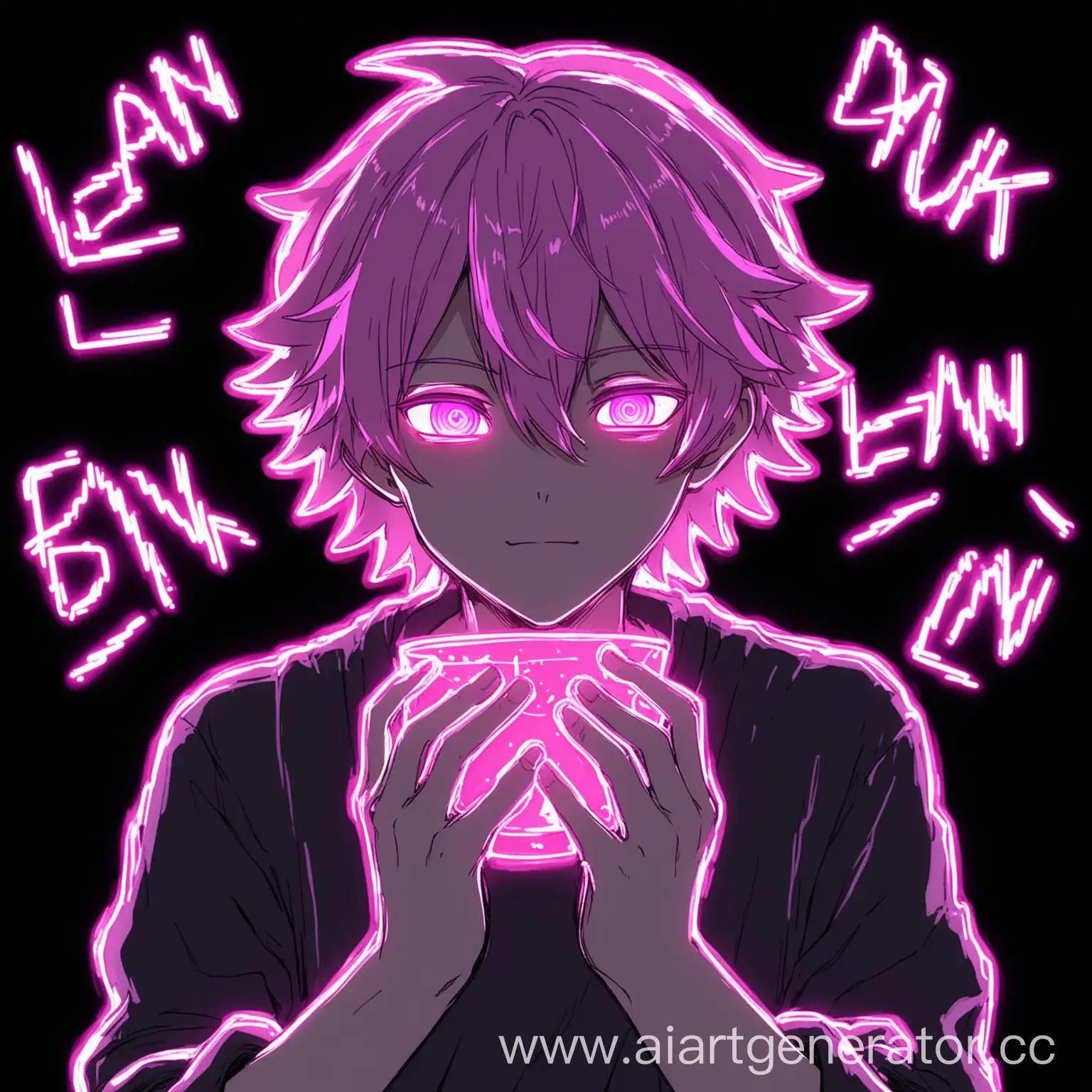 Anime-Boy-with-PinkPurple-Hair-Holding-Purple-Drunk-Lean-on-Black-Background