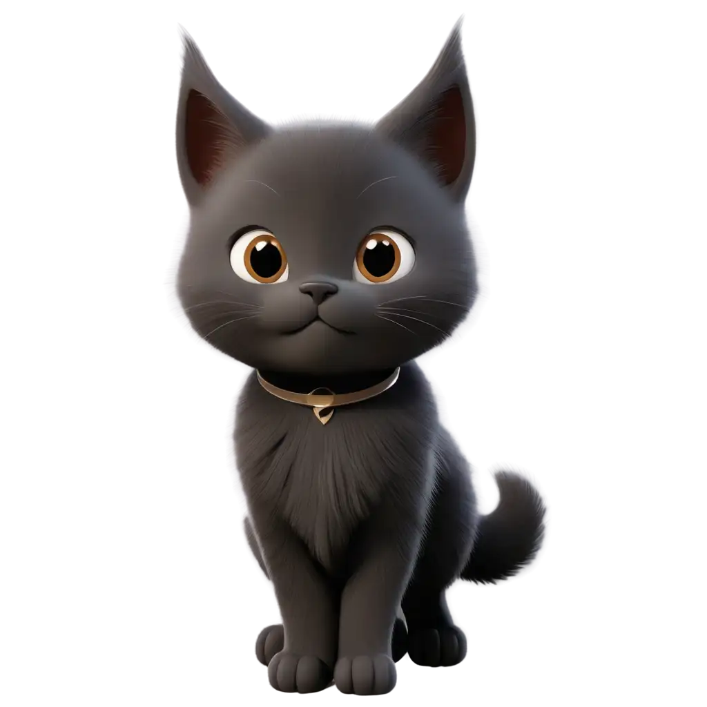fluffy black kitten 3d cartoon 