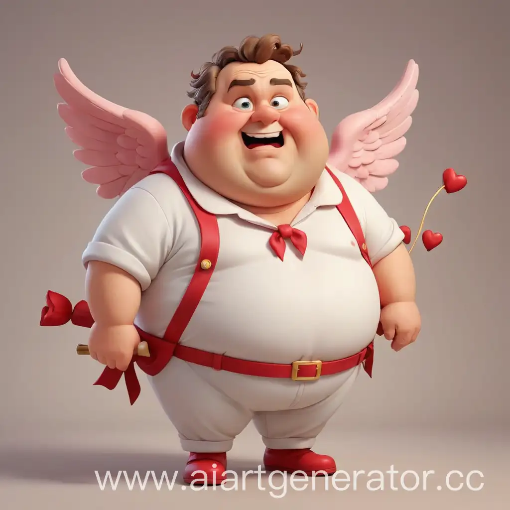 Plump-MiddleAged-Cartoon-Man-in-Casual-Cupid-Costume-with-Bow