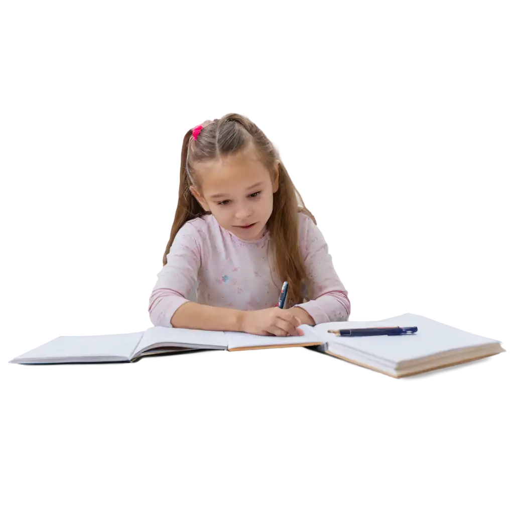 Beautiful-Girl-Doing-Homework-on-Floor-Enhancing-PNG-Image-Quality-and-SEO-Visibility