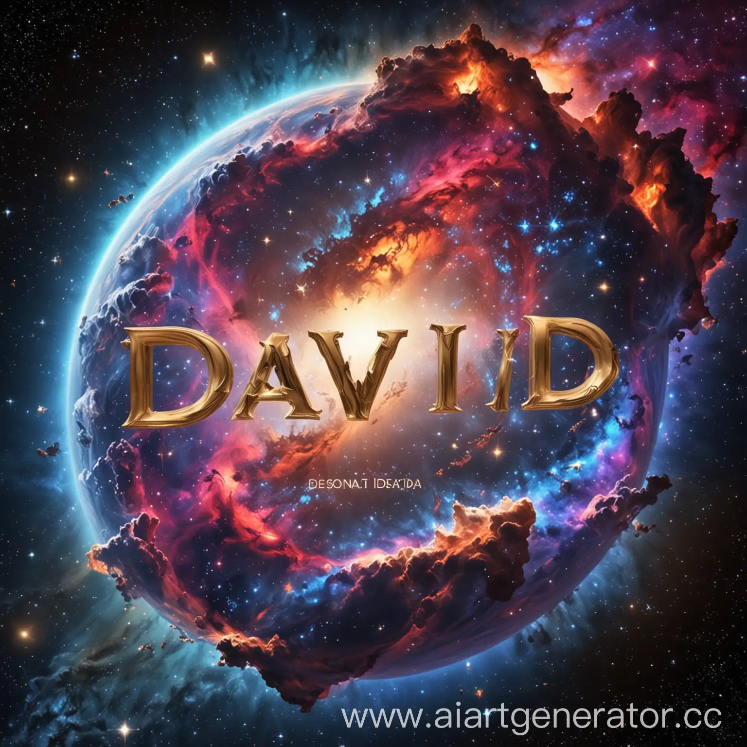 Name David on a beautiful, cosmic background, 4k.