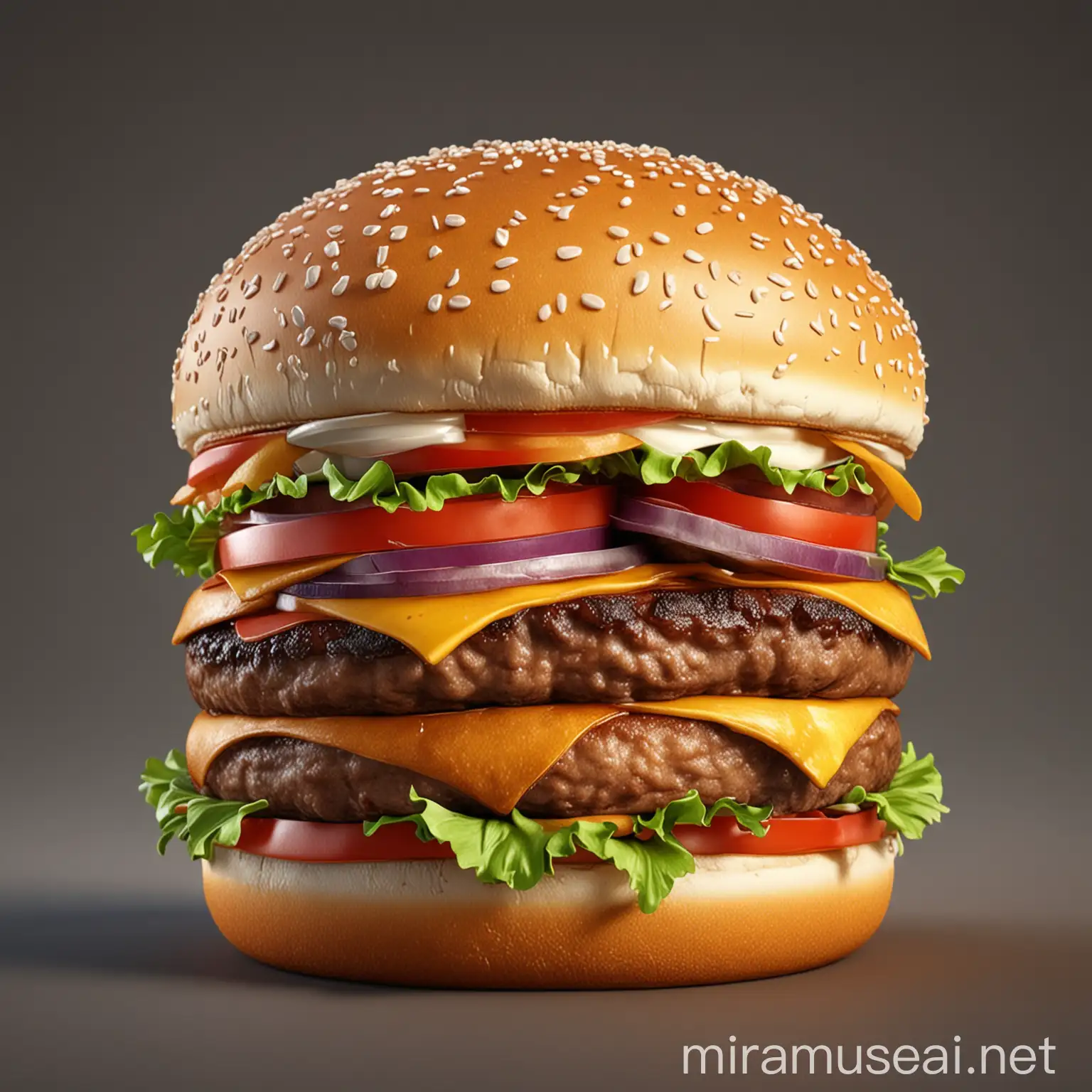 Deliciously Realistic 3D Burger Emoji High Resolution Artwork