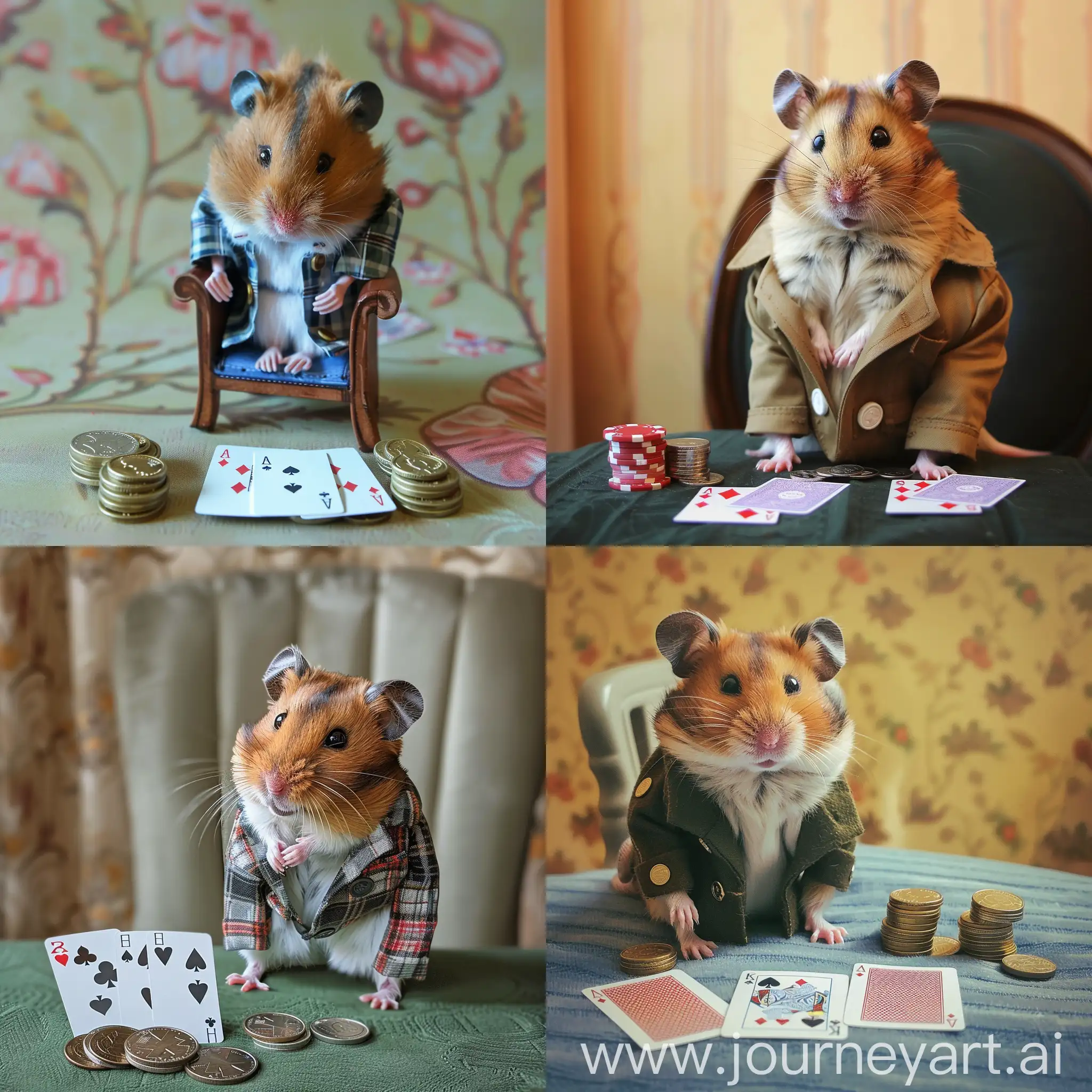 Sophisticated-Hamster-Relaxing-in-Smoking-Jacket-with-Coins-and-Cards