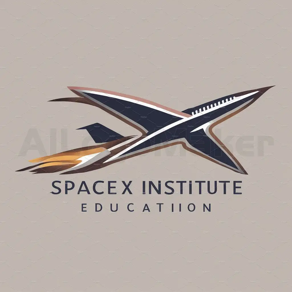 a logo design,with the text "SpaceX Institute", main symbol:An Aeroplane in the sky,Moderate,be used in Education industry,clear background