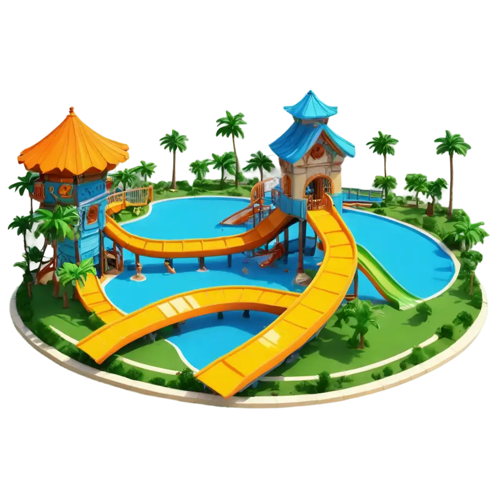 Vibrant Cartoon Water Park PNG Dive into an Aquatic Wonderland | PNG Prompt