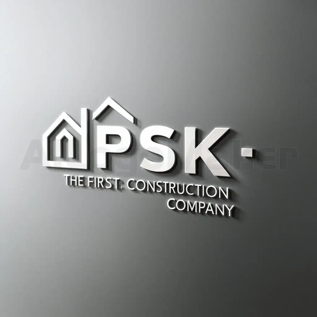 a logo design,with the text "PSK the first construction company", main symbol:house,Moderate,be used in Construction industry,clear background