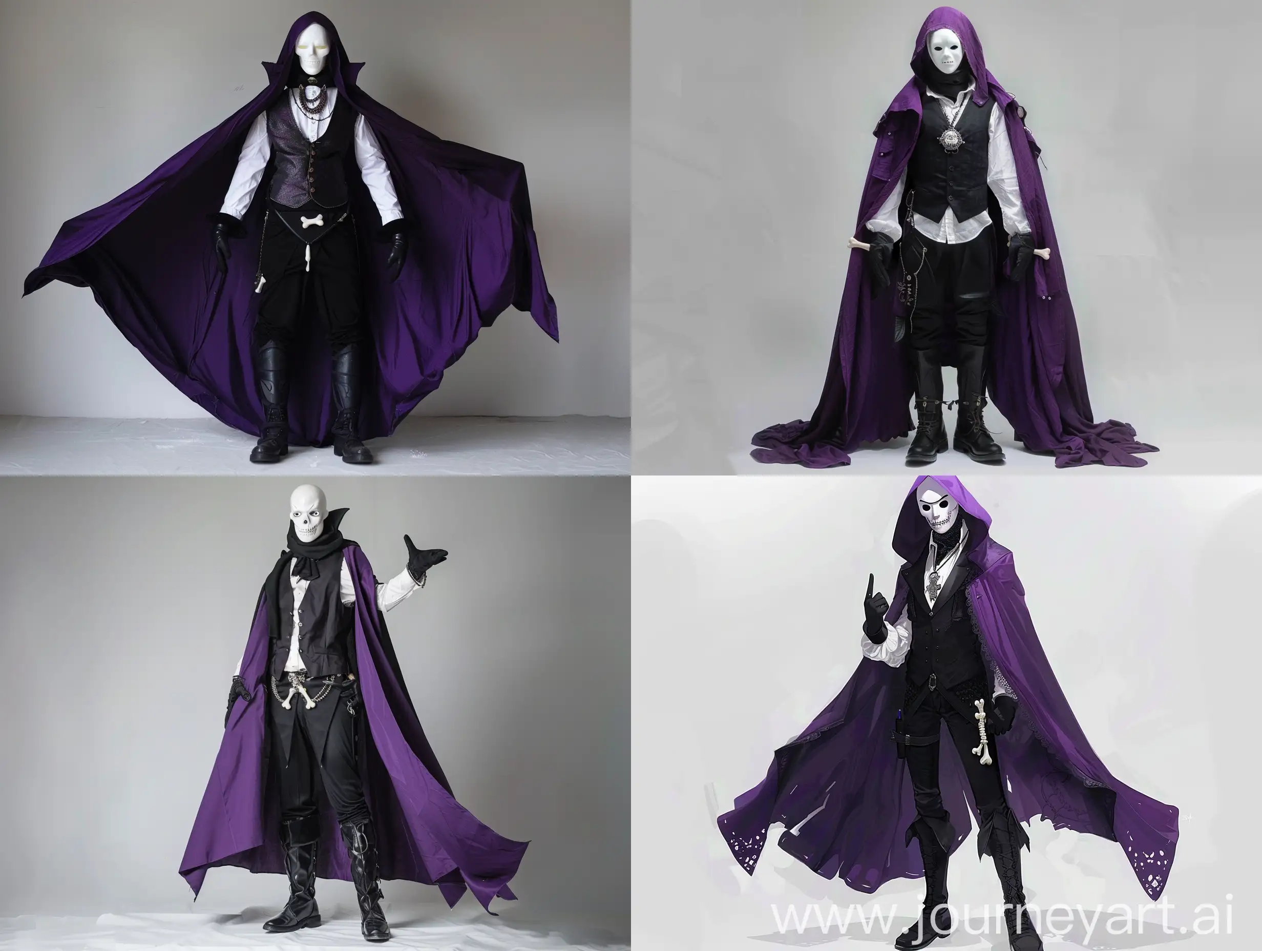 Stylish-Gothic-Anime-Villain-Costume-with-Purple-Cloak-and-Porcelain-Mask