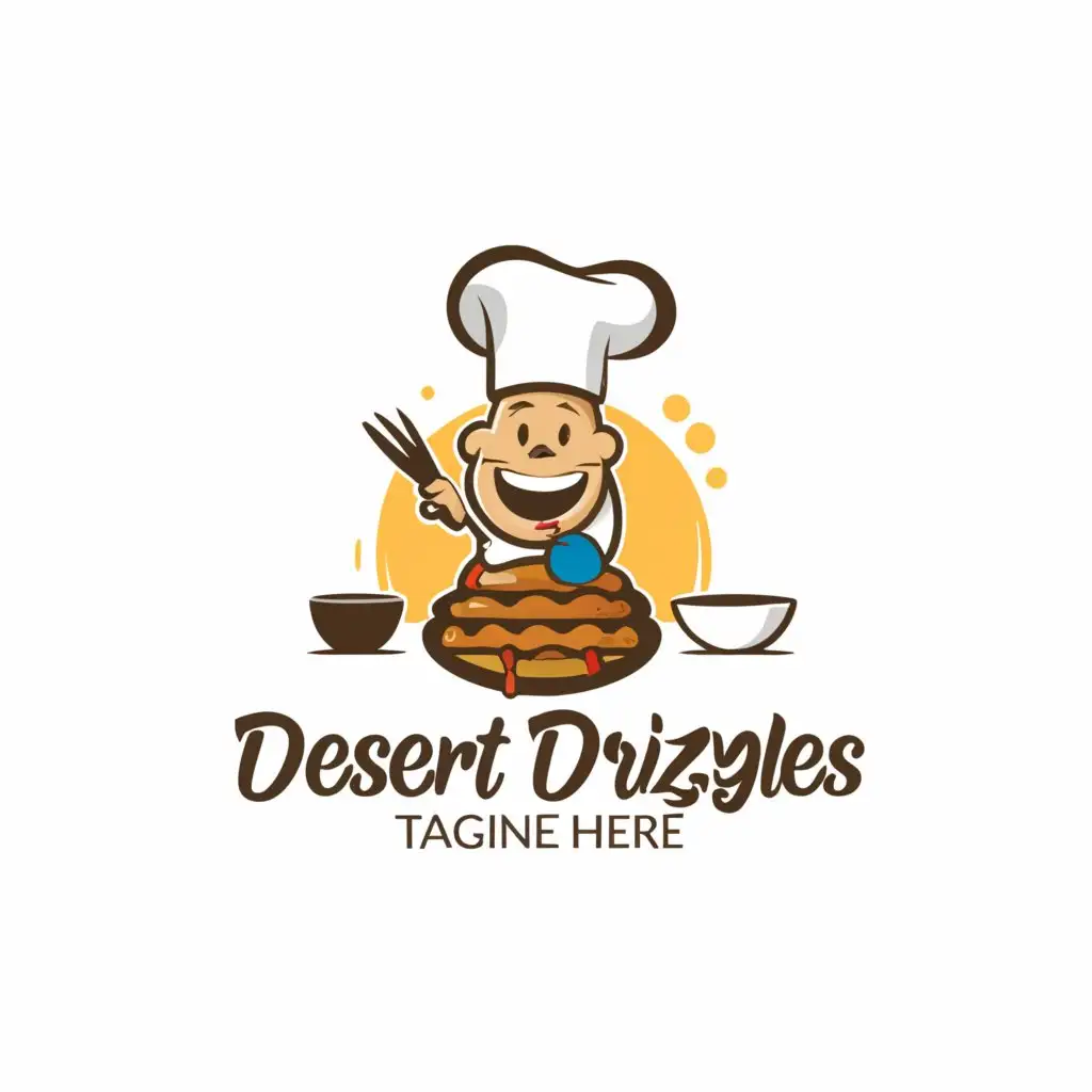 LOGO-Design-For-Dessert-Drizzles-Whisking-Up-Sweet-Delights-with-a-Chef-Pancake-Icon