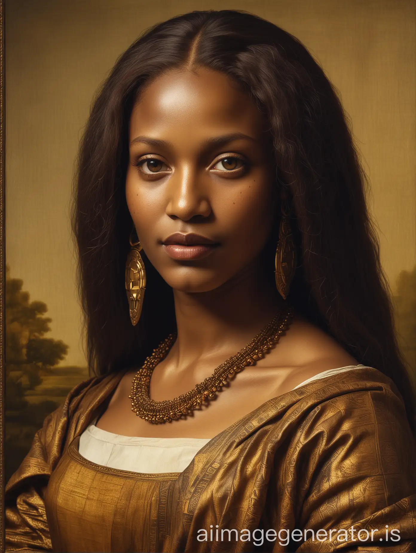 reimagine the monal lisa as mama african woman


