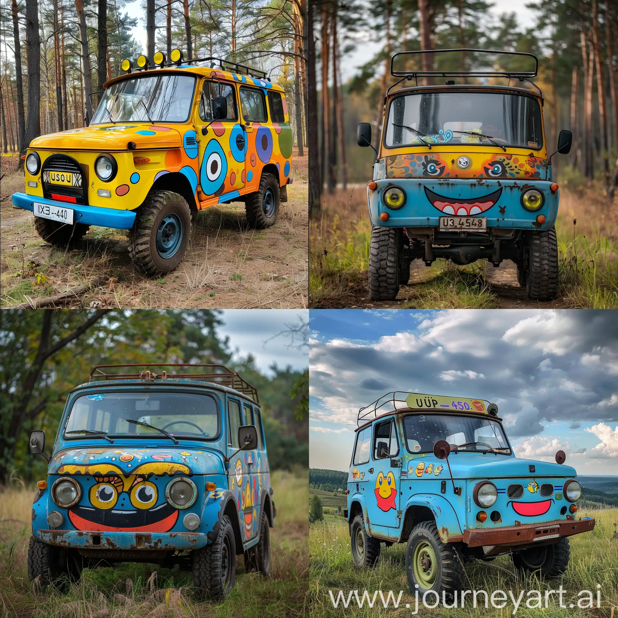 UAZ452-Van-with-Cheerful-Funny-Face