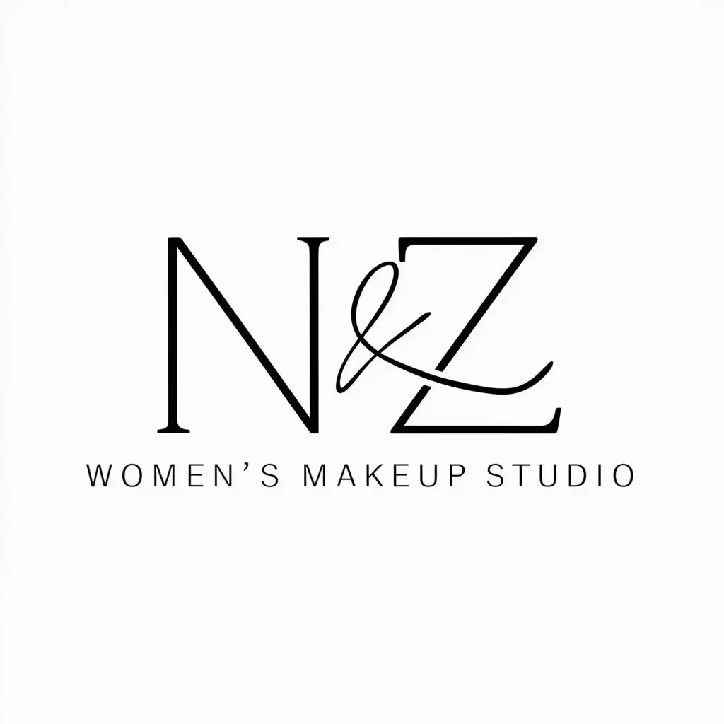 a logo design,with the text "NZ", main symbol:Logo,minimalism,handwritten font,connect N and Z,logo of a women's makeup studio,complex,be used in Beauty Spa industry,clear background